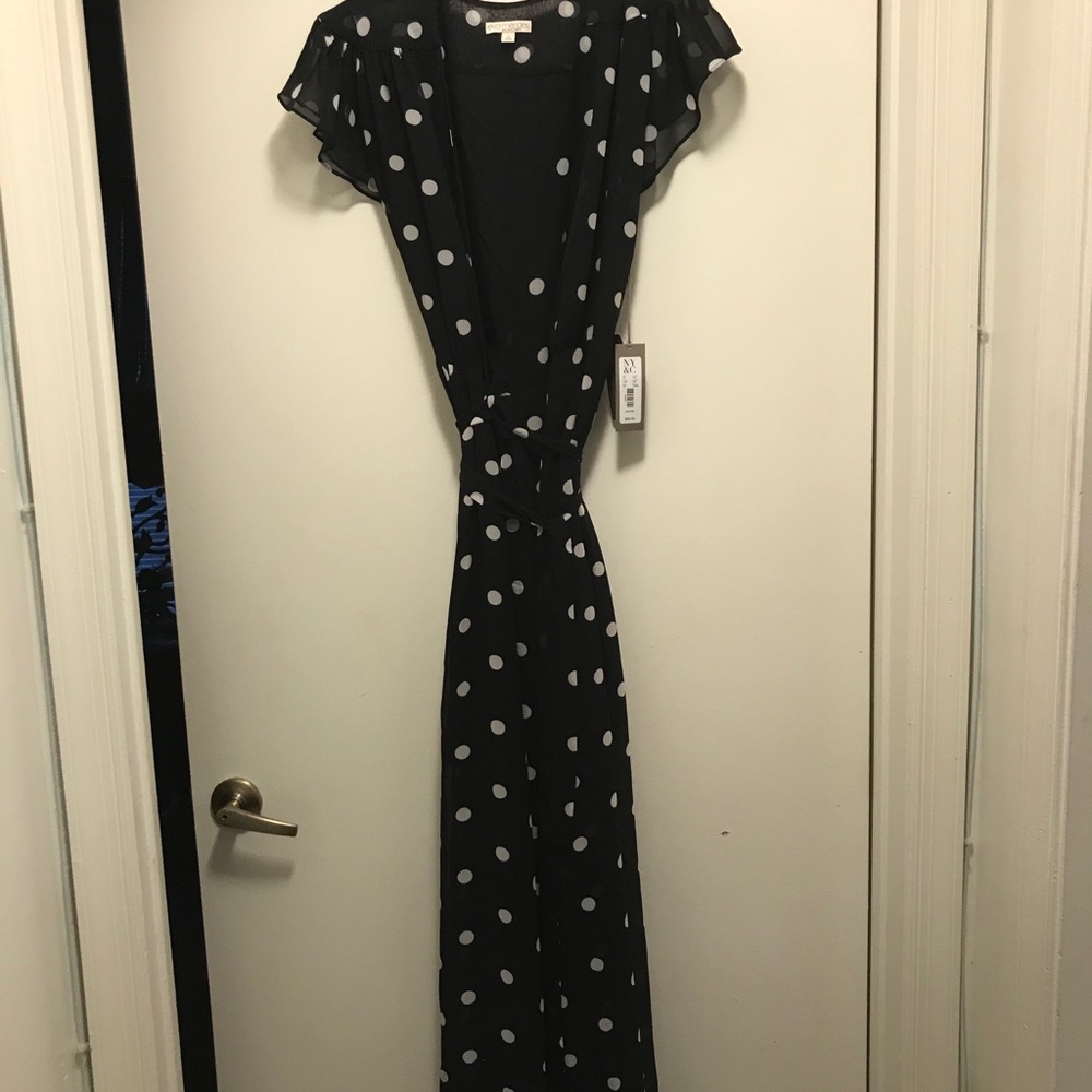Eva Mendez black polka dot dress